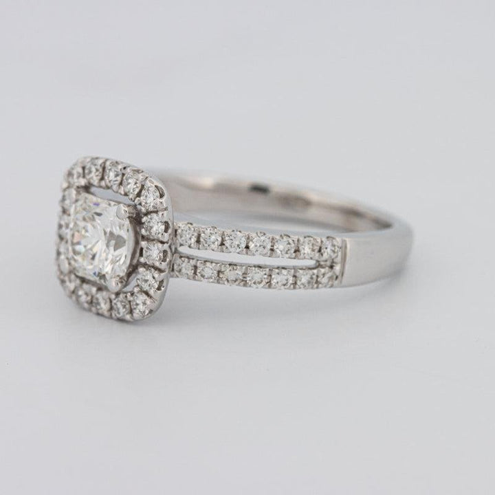0.70 CT Square Radiant Halo Solitaire with Split Band - ZIZOV DIAMONDS