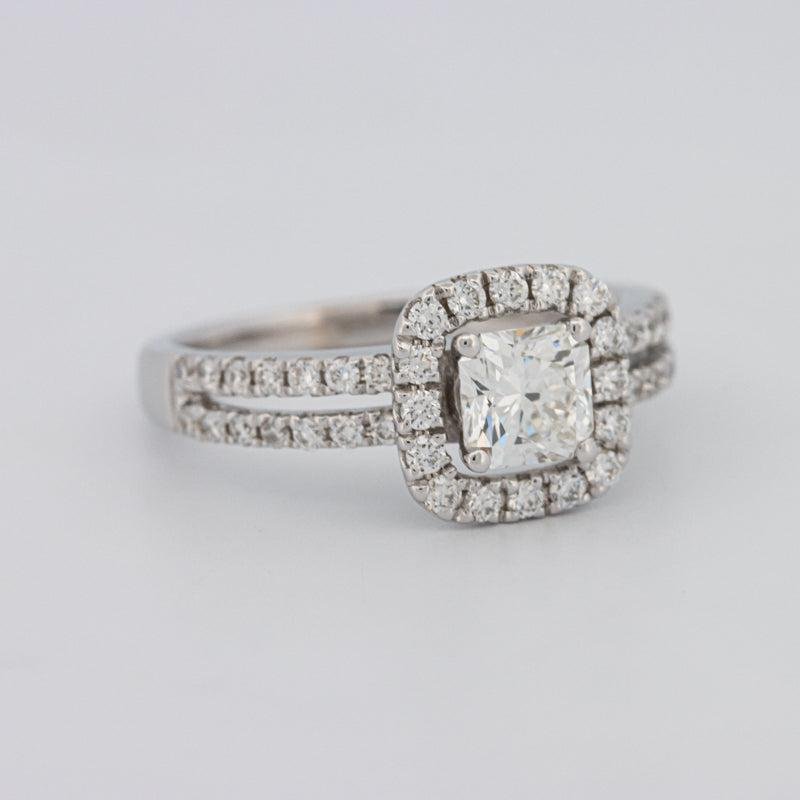 0.70 CT Square Radiant Halo Solitaire with Split Band - ZIZOV DIAMONDS