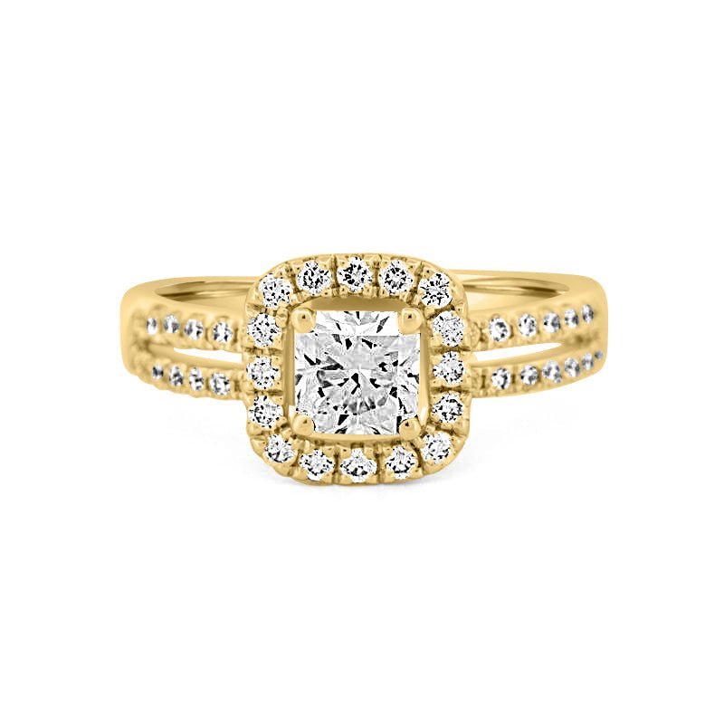 0.70 CT Square Radiant Halo Solitaire with Split Band - ZIZOV DIAMONDS