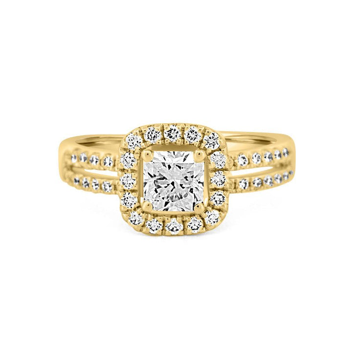 0.70 CT Square Radiant Halo Solitaire with Split Band - ZIZOV DIAMONDS
