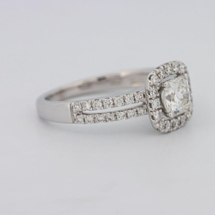 0.70 CT Square Radiant Halo Solitaire with Split Band - ZIZOV DIAMONDS