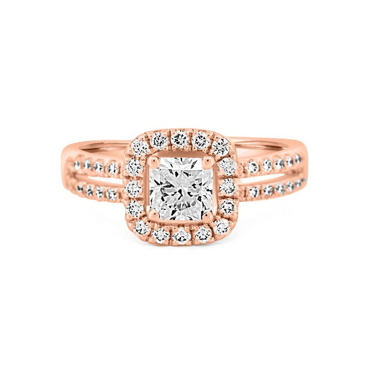 0.70 CT Square Radiant Halo Solitaire with Split Band - ZIZOV DIAMONDS