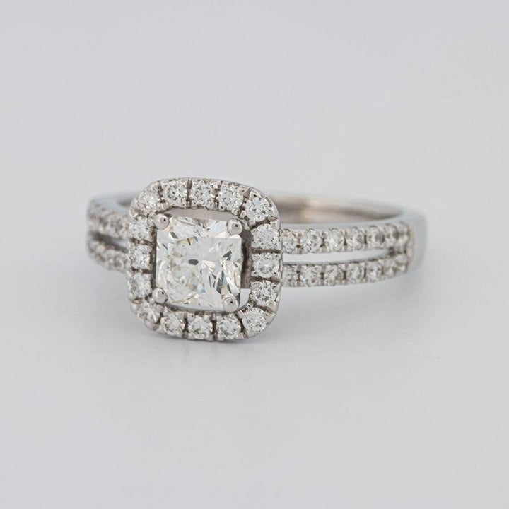 0.70 CT Square Radiant Halo Solitaire with Split Band - ZIZOV DIAMONDS