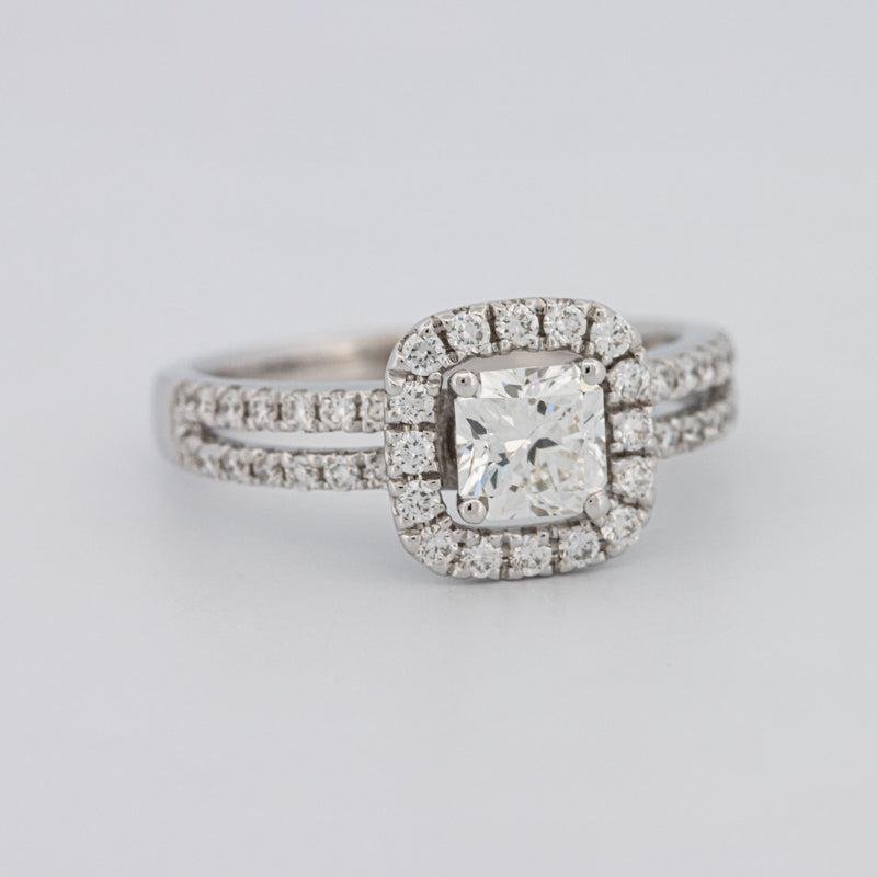 0.70 CT Square Radiant Halo Solitaire with Split Band - ZIZOV DIAMONDS