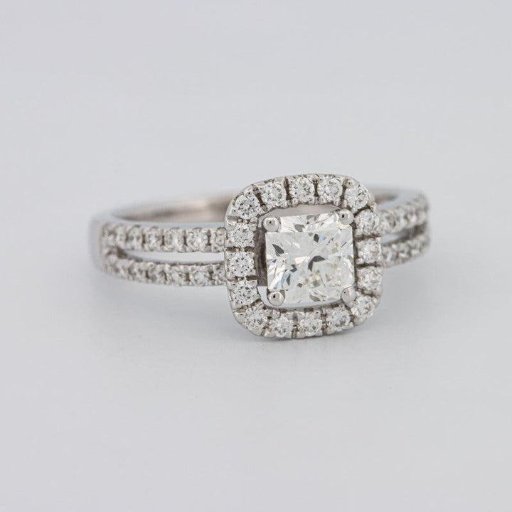 0.70 CT Square Radiant Halo Solitaire with Split Band - ZIZOV DIAMONDS
