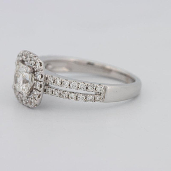 0.70 CT Square Radiant Halo Solitaire with Split Band - ZIZOV DIAMONDS