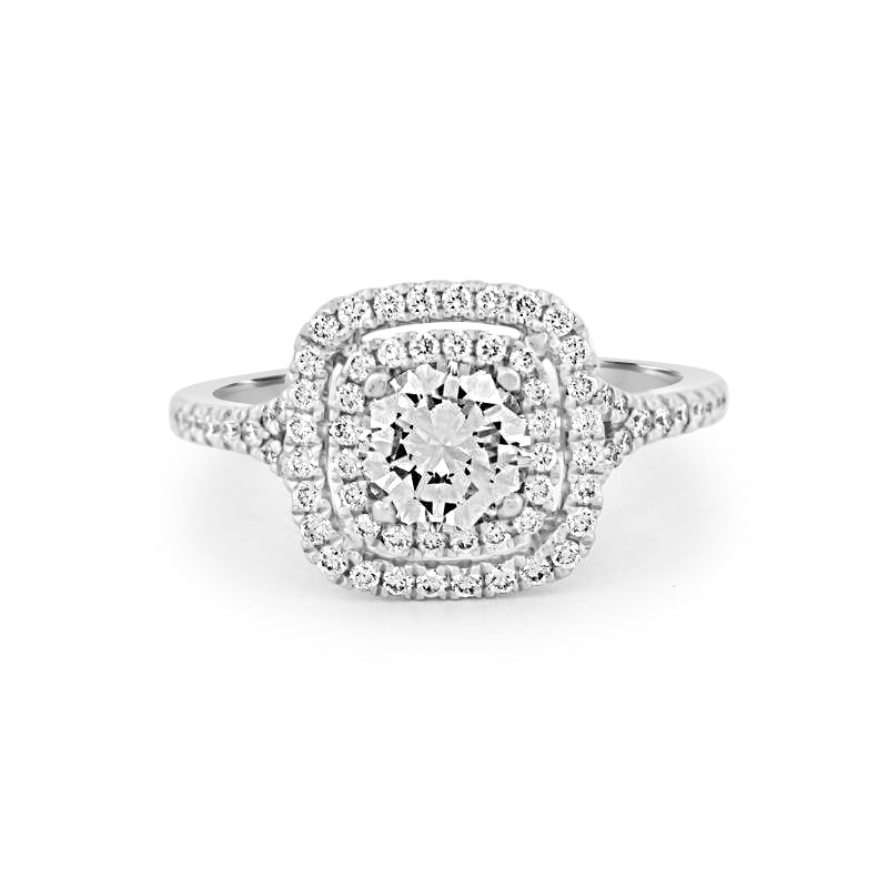 0.80 CT Double Halo Round Solitaire ring - ZIZOV DIAMONDS