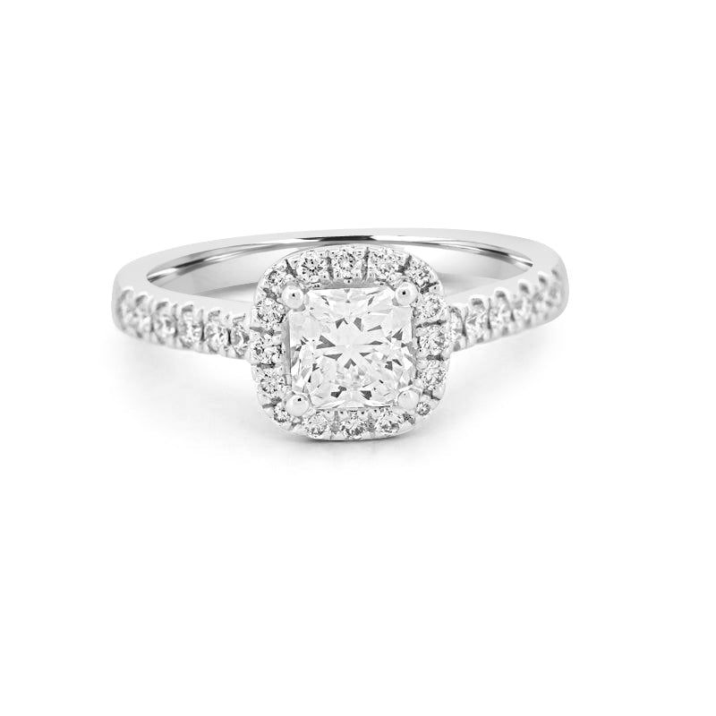 0.80 CT Square Radiant Halo Pavé Solitaire - ZIZOV DIAMONDS
