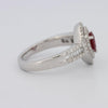 0.85 CT Pearshape Red Ruby Double Halo Ring - ZIZOV DIAMONDS