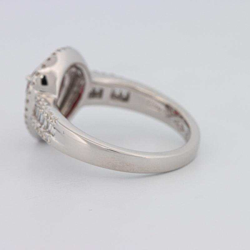 0.85 CT Pearshape Red Ruby Double Halo Ring - ZIZOV DIAMONDS