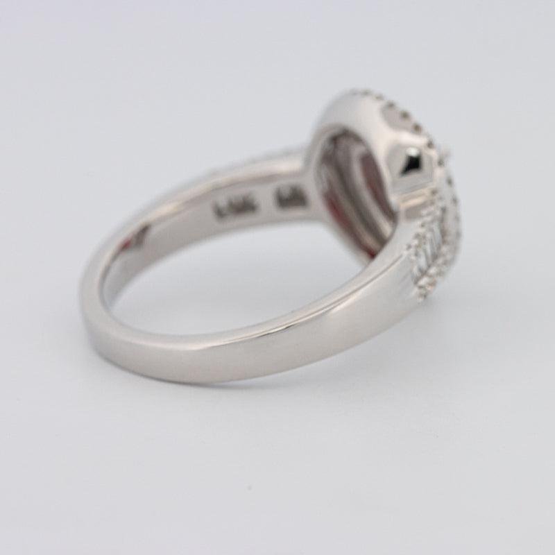 0.85 CT Pearshape Red Ruby Double Halo Ring - ZIZOV DIAMONDS