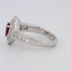 0.85 CT Pearshape Red Ruby Double Halo Ring - ZIZOV DIAMONDS