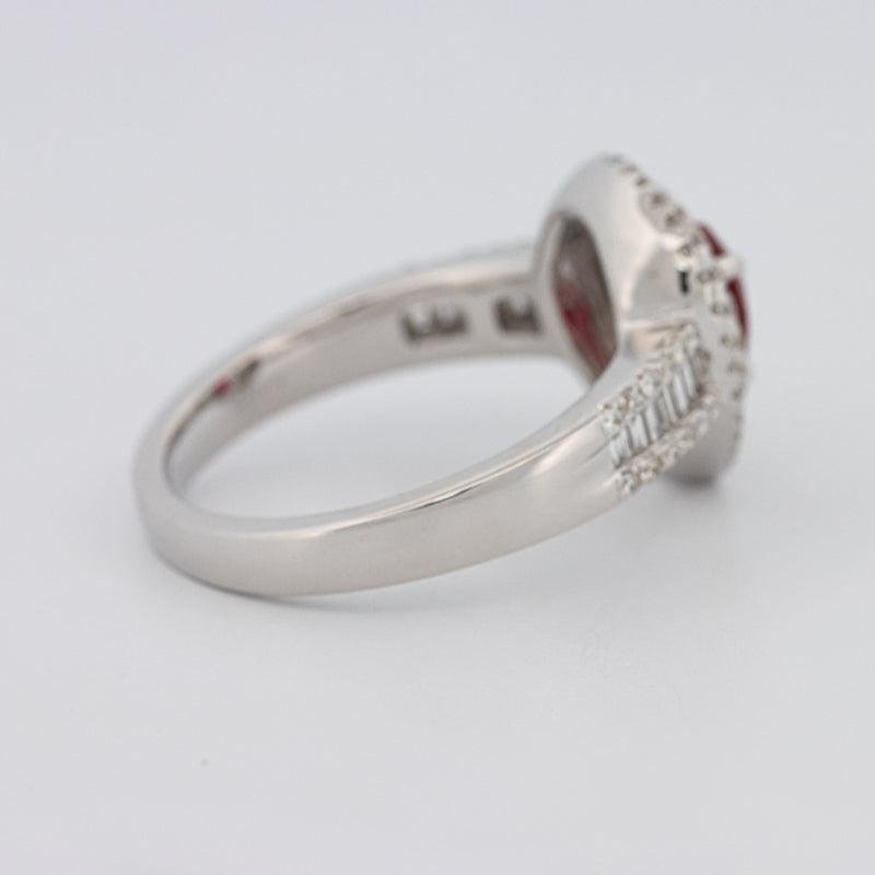 0.85 CT Pearshape Red Ruby Double Halo Ring - ZIZOV DIAMONDS