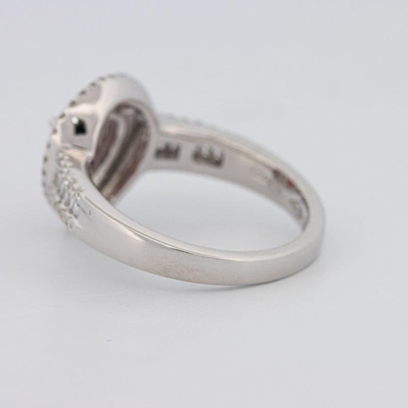 0.85 CT Pearshape Red Ruby Double Halo Ring - ZIZOV DIAMONDS