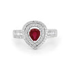 0.85 CT Pearshape Red Ruby Double Halo Ring - ZIZOV DIAMONDS
