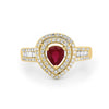 0.85 CT Pearshape Red Ruby Double Halo Ring - ZIZOV DIAMONDS
