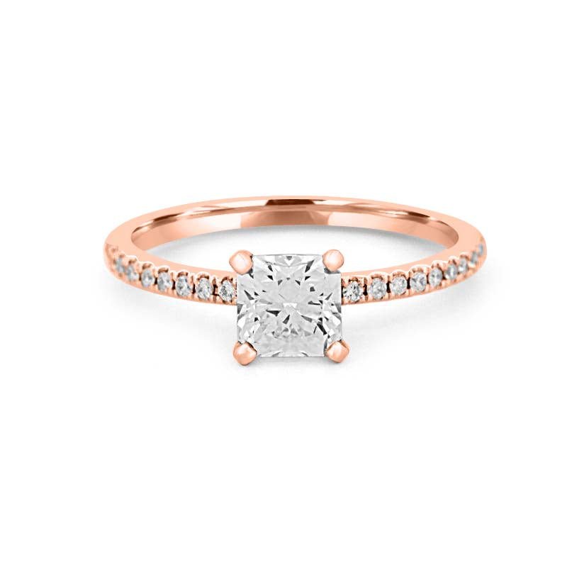 0.85 CT Square Radiant Solitaire Pavé Ring - ZIZOV DIAMONDS