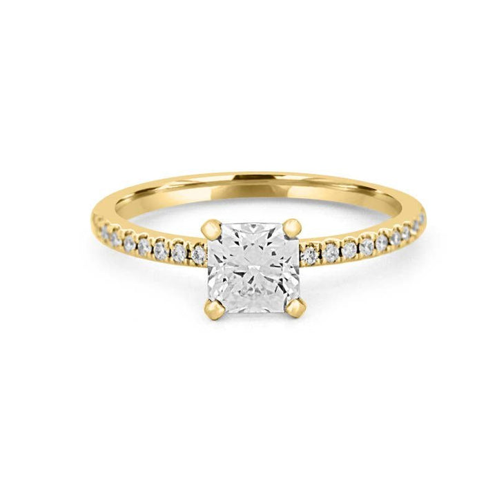 0.85 CT Square Radiant Solitaire Pavé Ring - ZIZOV DIAMONDS