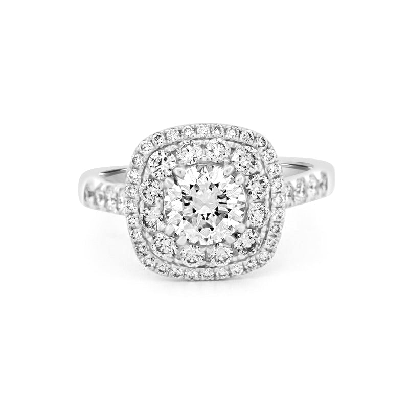 0.90 CT Double Halo Round Solitaire ring - ZIZOV DIAMONDS