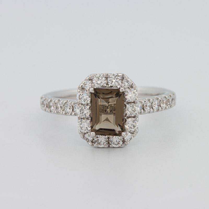 0.90 CT Emerald Quartz Flumé Halo Ring - ZIZOV DIAMONDS