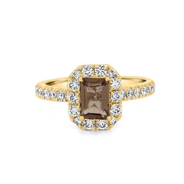 0.90 CT Emerald Quartz Flumé Halo Ring - ZIZOV DIAMONDS