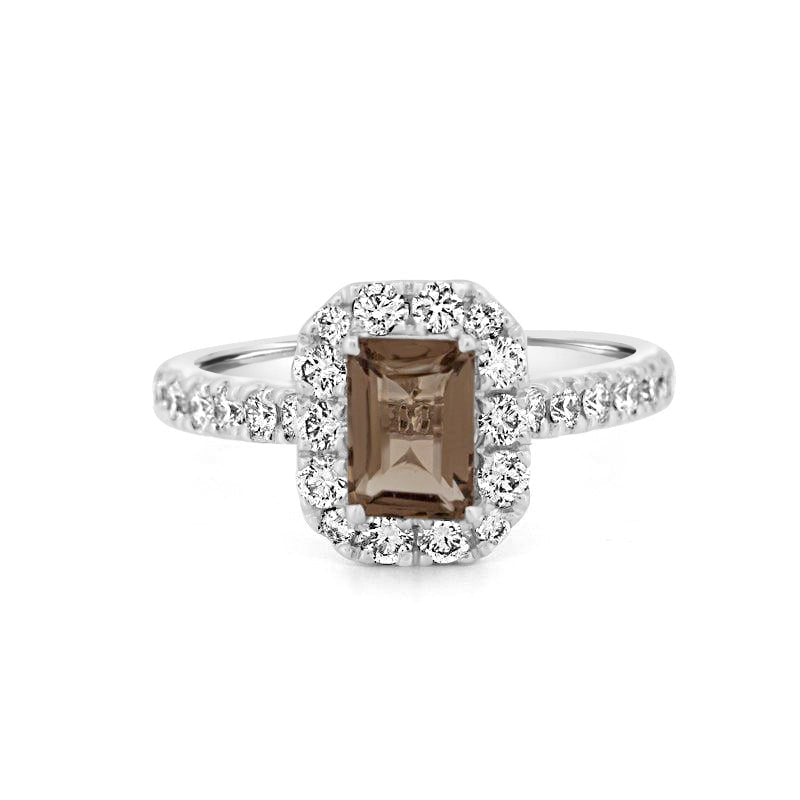 0.90 CT Emerald Quartz Flumé Halo Ring - ZIZOV DIAMONDS