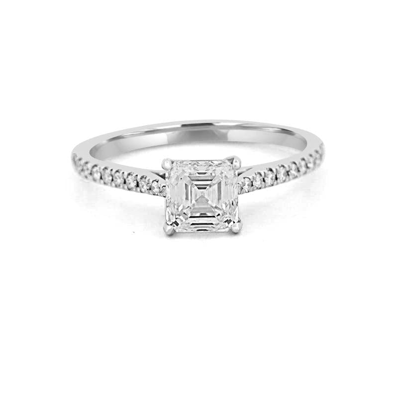 1 CT Asscher Cut Solitaire Pavé Ring - ZIZOV DIAMONDS