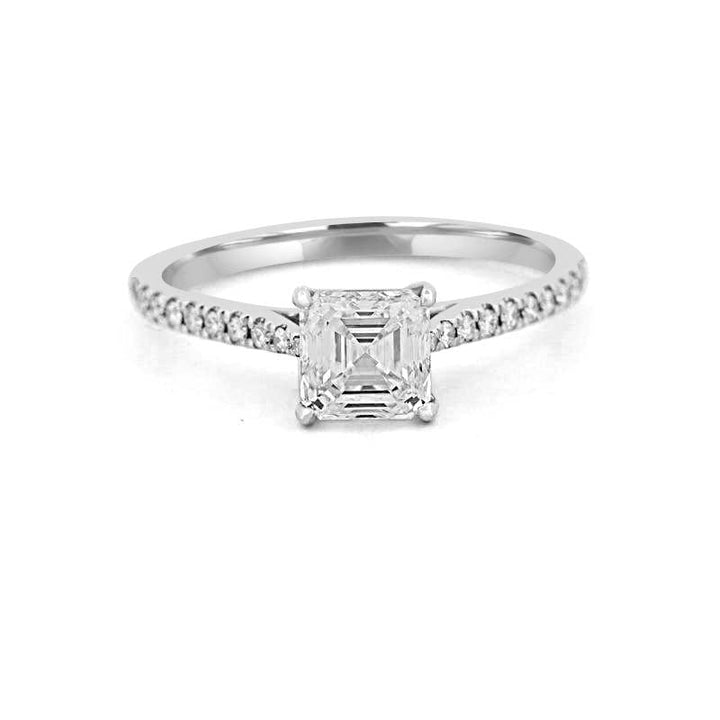 1 CT Asscher Cut Solitaire Pavé Ring - ZIZOV DIAMONDS