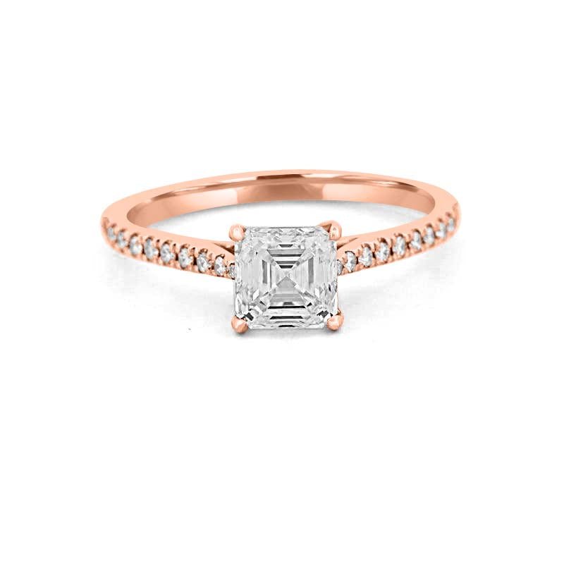 1 CT Asscher Cut Solitaire Pavé Ring - ZIZOV DIAMONDS