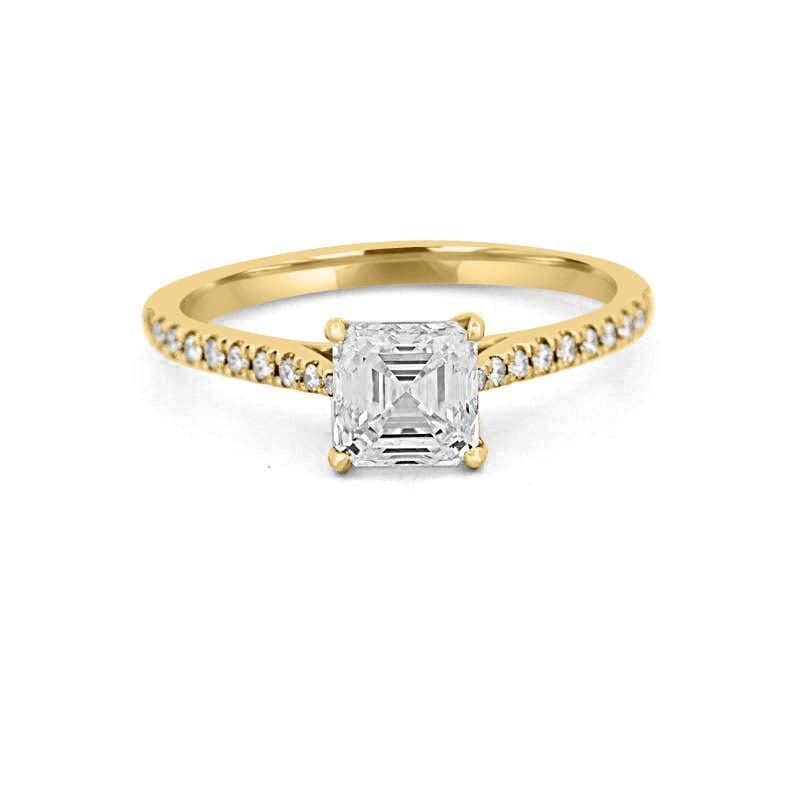 1 CT Asscher Cut Solitaire Pavé Ring - ZIZOV DIAMONDS