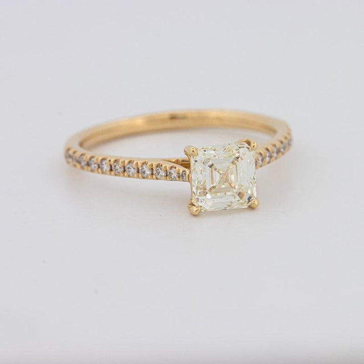 1 CT Asscher Cut Solitaire Pavé Ring - ZIZOV DIAMONDS