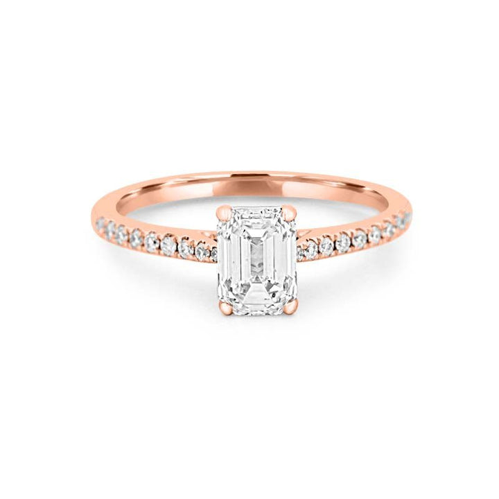 1 CT Emerald Cut Solitaire Pavé Ring - ZIZOV DIAMONDS