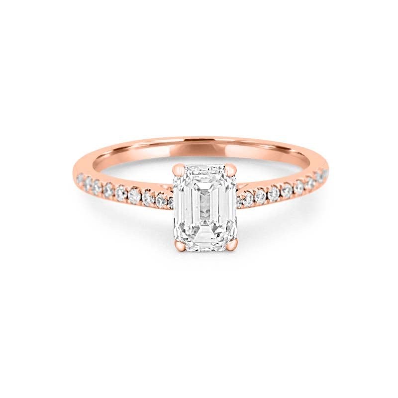 1 CT Emerald Cut Solitaire Pavé Ring - ZIZOV DIAMONDS