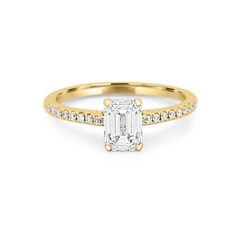 1 CT Emerald Cut Solitaire Pavé Ring - ZIZOV DIAMONDS