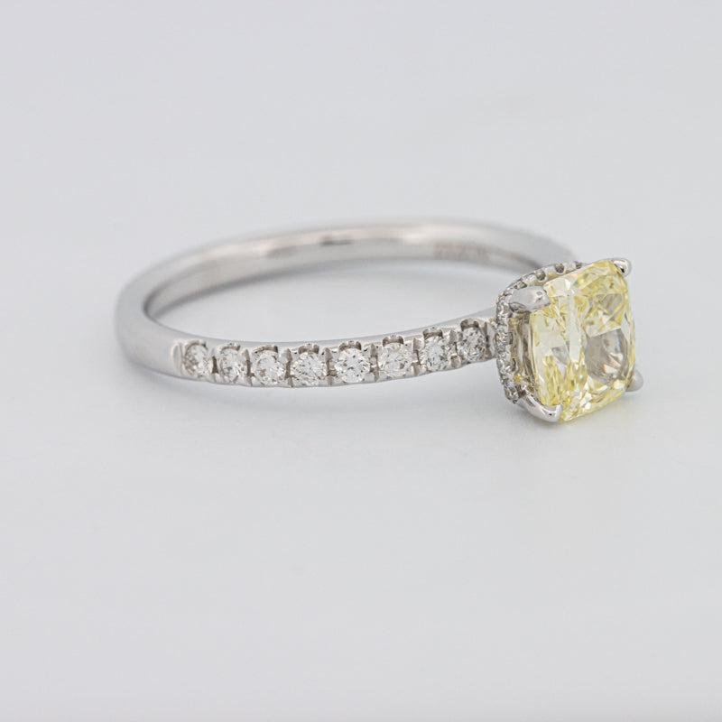1 CT Fancy Yellow Cushion Cut Pavé Solitaire - ZIZOV DIAMONDS