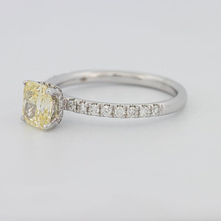 1 CT Fancy Yellow Cushion Cut Pavé Solitaire - ZIZOV DIAMONDS
