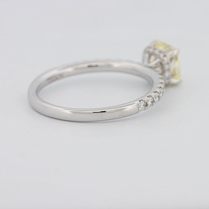 1 CT Fancy Yellow Cushion Cut Pavé Solitaire - ZIZOV DIAMONDS