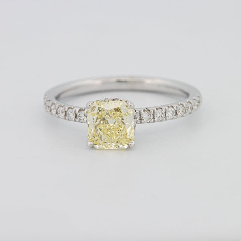 1 CT Fancy Yellow Cushion Cut Pavé Solitaire - ZIZOV DIAMONDS