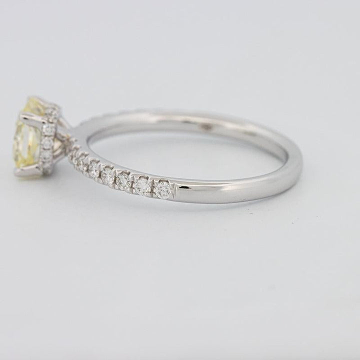 1 CT Fancy Yellow Cushion Cut Pavé Solitaire - ZIZOV DIAMONDS