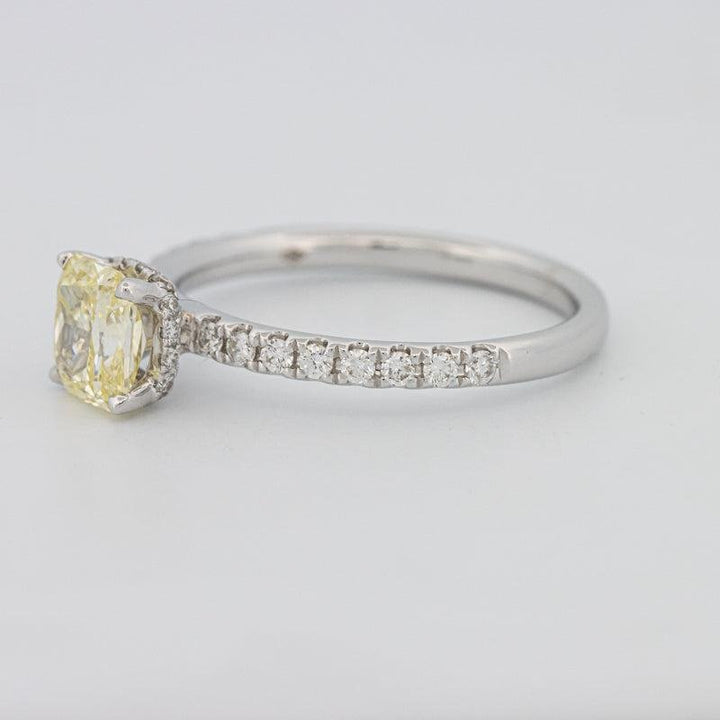 1 CT Fancy Yellow Cushion Cut Pavé Solitaire - ZIZOV DIAMONDS