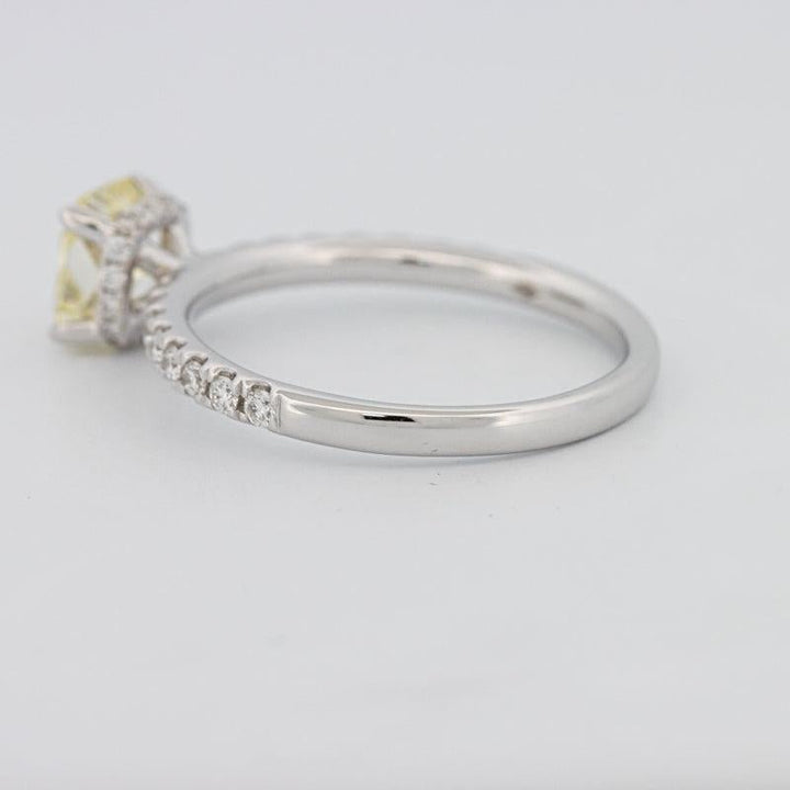 1 CT Fancy Yellow Cushion Cut Pavé Solitaire - ZIZOV DIAMONDS