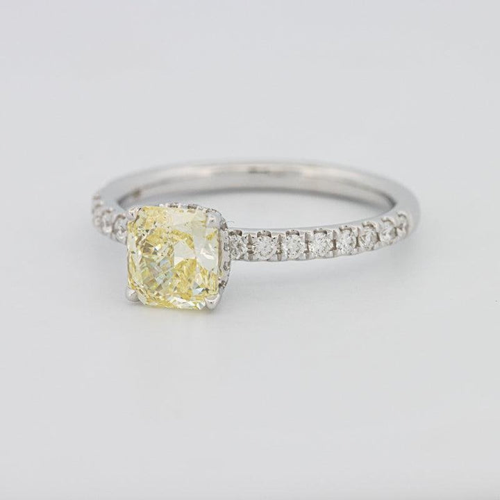 1 CT Fancy Yellow Cushion Cut Pavé Solitaire - ZIZOV DIAMONDS