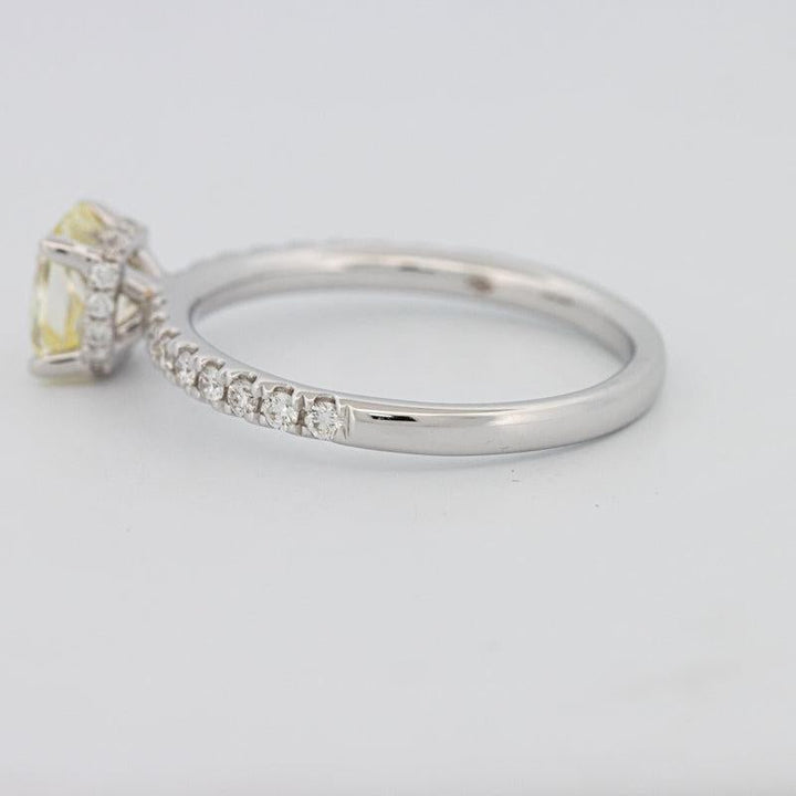 1 CT Fancy Yellow Cushion Cut Pavé Solitaire - ZIZOV DIAMONDS