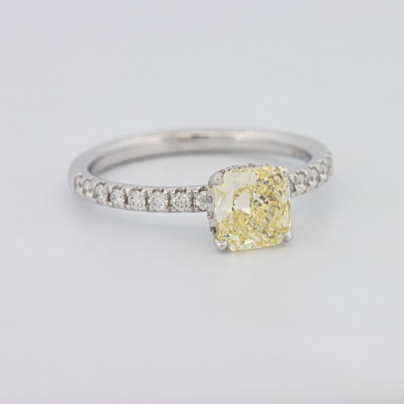 1 CT Fancy Yellow Cushion Cut Pavé Solitaire - ZIZOV DIAMONDS