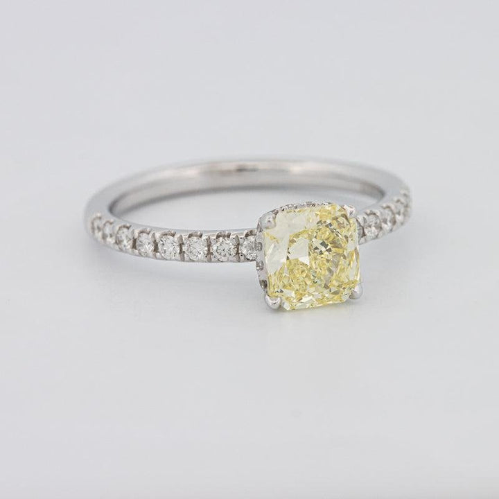 1 CT Fancy Yellow Cushion Cut Pavé Solitaire - ZIZOV DIAMONDS
