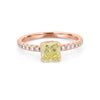 1 CT Fancy Yellow Cushion Cut Pavé Solitaire - ZIZOV DIAMONDS