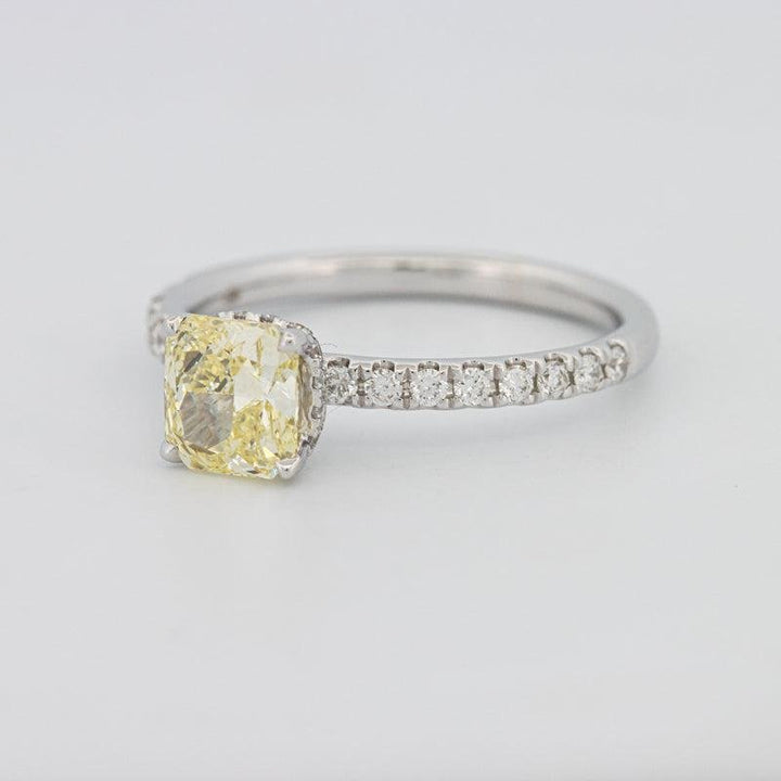 1 CT Fancy Yellow Cushion Cut Pavé Solitaire - ZIZOV DIAMONDS