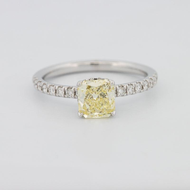 1 CT Fancy Yellow Cushion Cut Pavé Solitaire - ZIZOV DIAMONDS