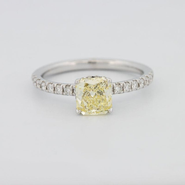 1 CT Fancy Yellow Cushion Cut Pavé Solitaire - ZIZOV DIAMONDS