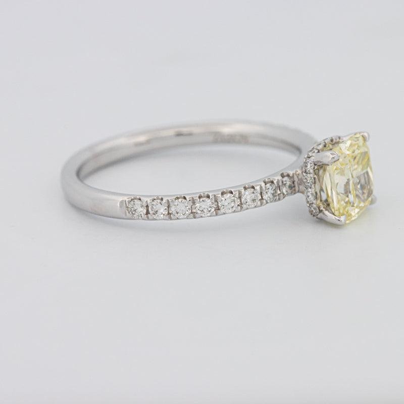 1 CT Fancy Yellow Cushion Cut Pavé Solitaire - ZIZOV DIAMONDS